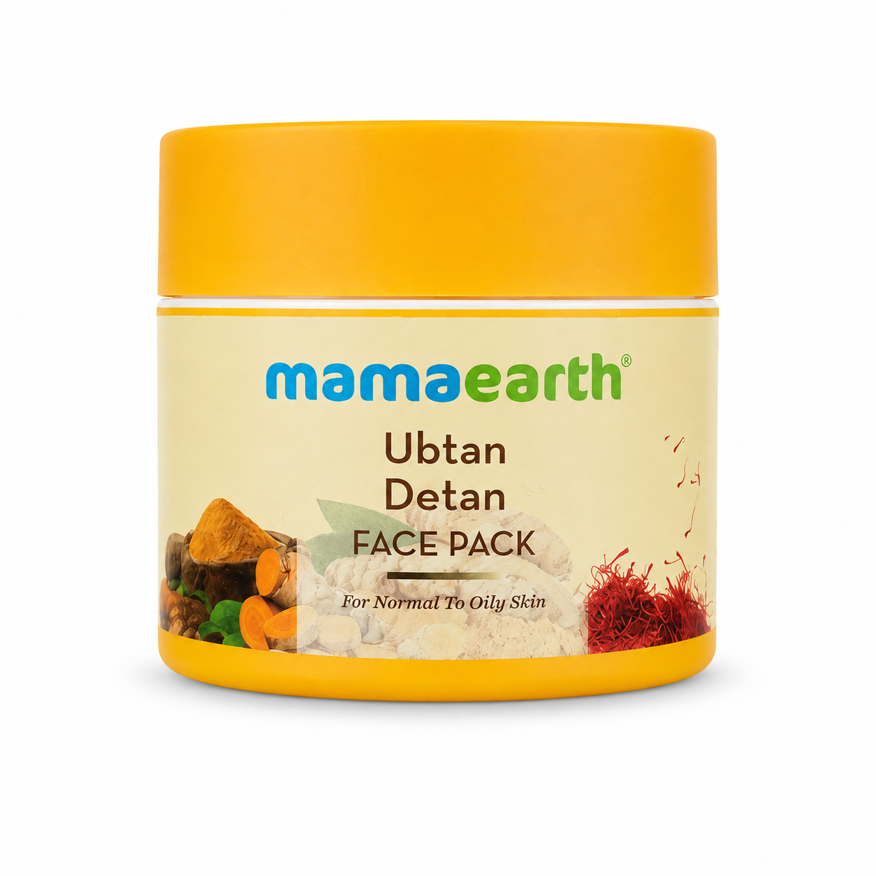 Mamaearth Ubtan De-Tan Face Pack 100g | Turmeric & Saffron Face Pack for Normal to Oily Skin | Made in India
